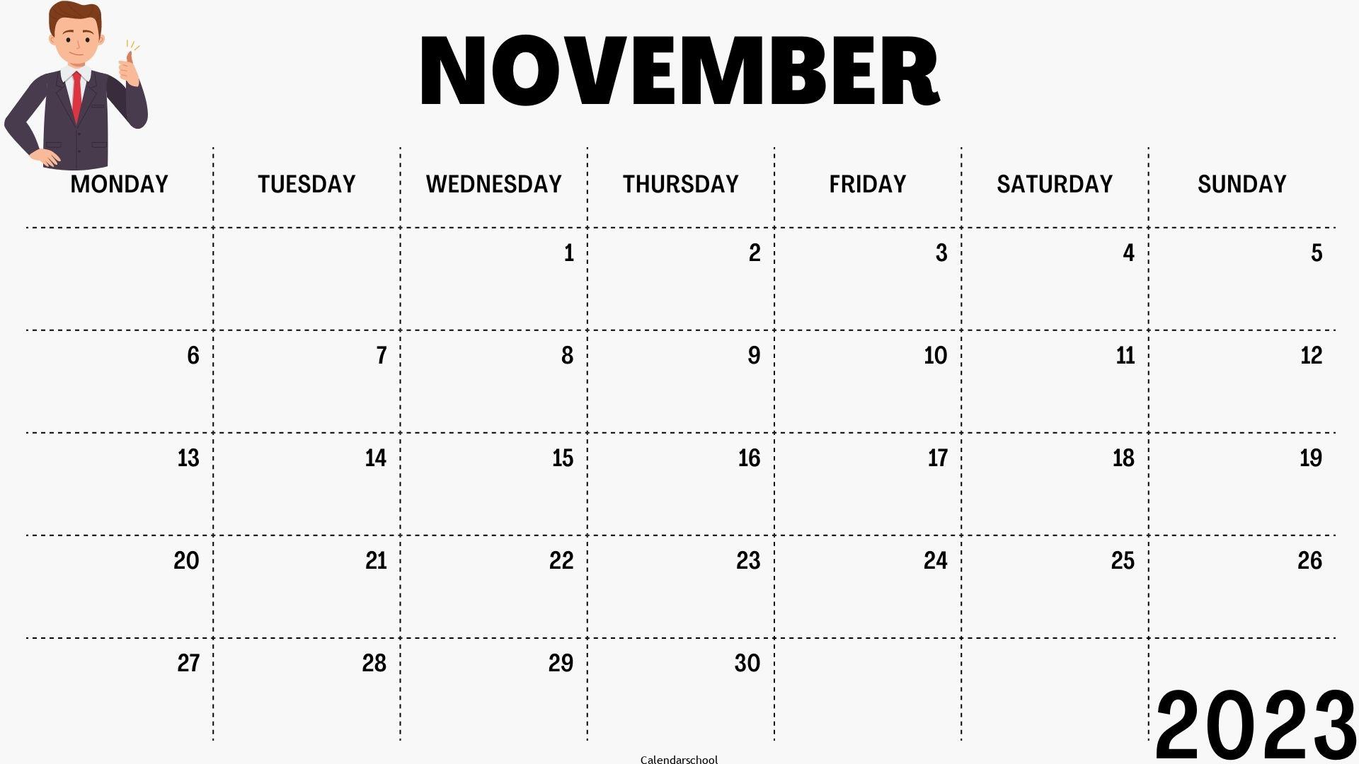 November 2023 Calendar with Holidays